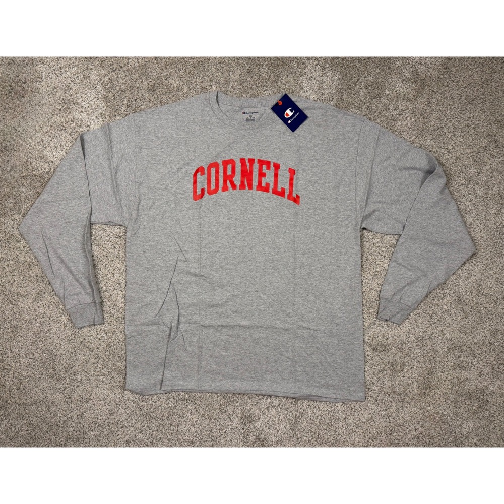 Champion Cornell University Long Sleeve T-Shirt‎ Mens 2XL Gray Red Big Red NCAA